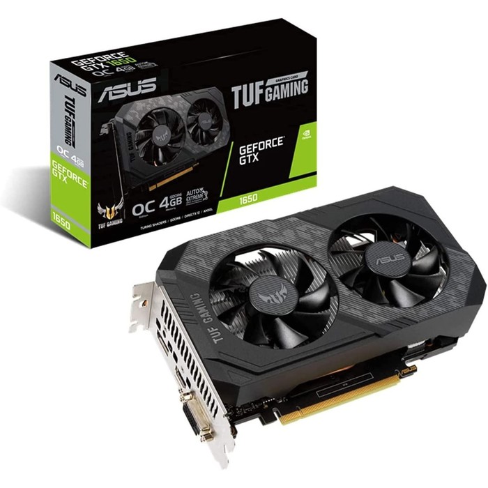 

Видеокарта Asus TUF-GTX1650-O4GD6-P-V2-GAMING, GeForce GTX 1650 4 Гб, GDDR6, HDMI, DP, DVI