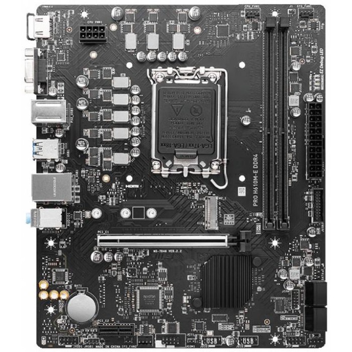 Материнская плата MSI PRO H610M-E, LGA1700, H610, 2хDDR4, VGA, HDMI, mATX материнская плата asrock h610m hdv lga1700 h610 2хddr4 hdmi dp vga matx