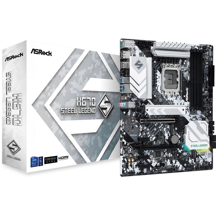 

Материнская плата Asrock H670 STEEL LEGEND, LGA1700, H670, 4хDDR4, HDMI, DP, VGA, ATX
