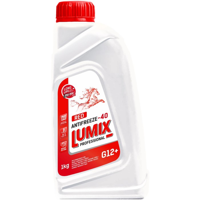 цена Антифриз Lumix Red, G12+, красный, 1 кг