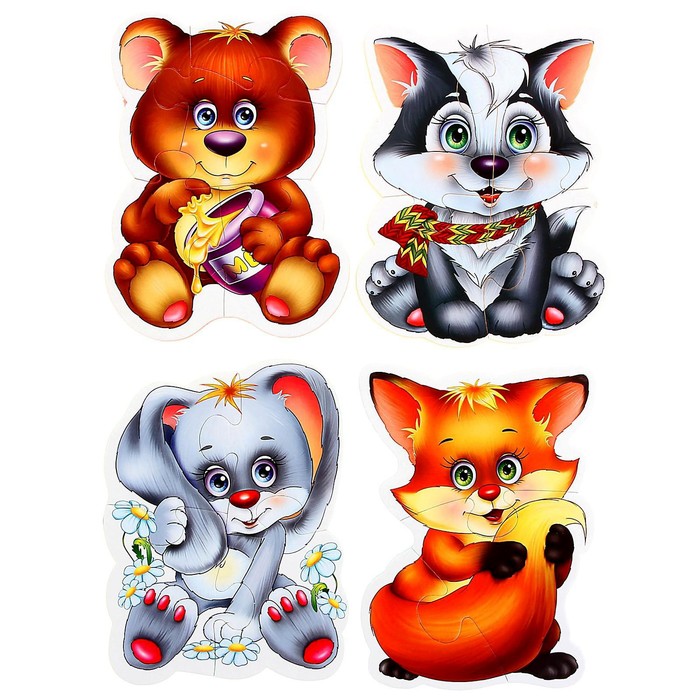 Мягкие пазлы "Лесные жители", 4 элемента