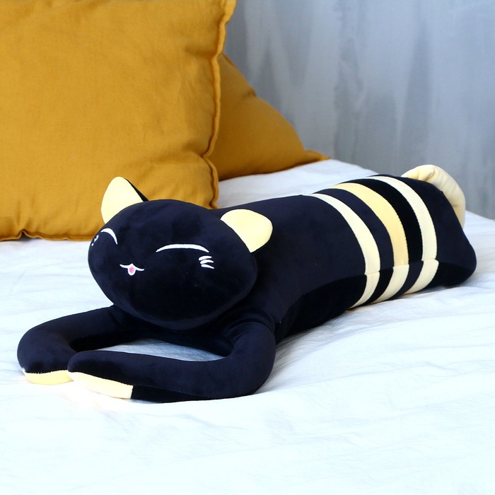 Мягкая игрушка-подушка «Кот», 70 см, цвет чёрно-жёлтый мягкая игрушка сиамский кот подушка 70 см