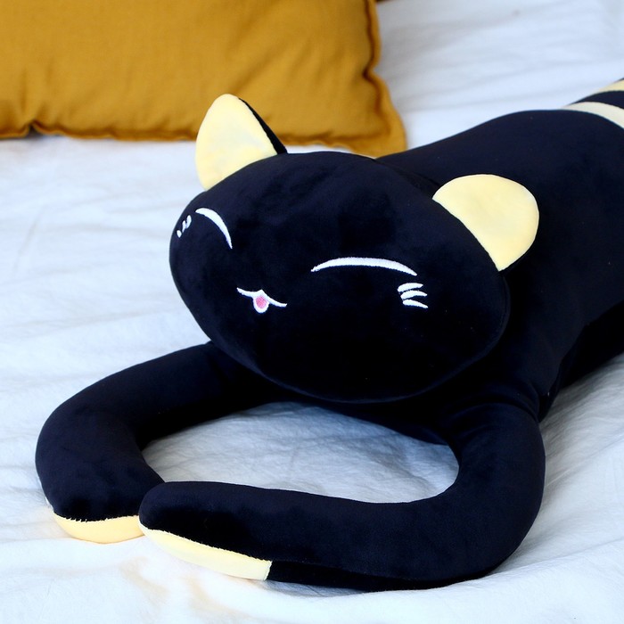 фото Мягкая игрушка-подушка «кот», 70 см, цвет чёрно-жёлтый
