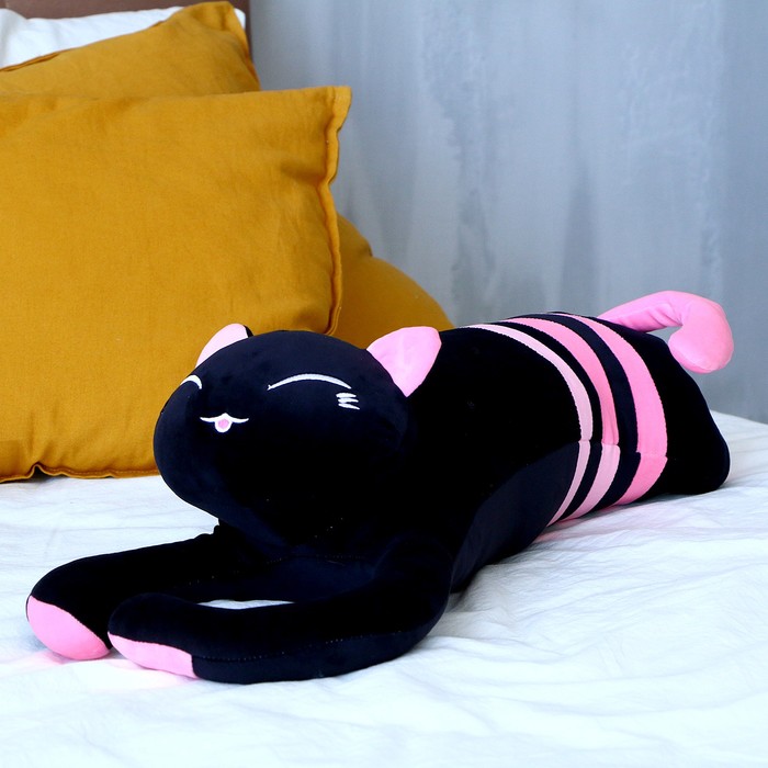 Мягкая игрушка-подушка «Кот», 70 см, цвет чёрно-розовый мягкая игрушка сиамский кот подушка 70 см