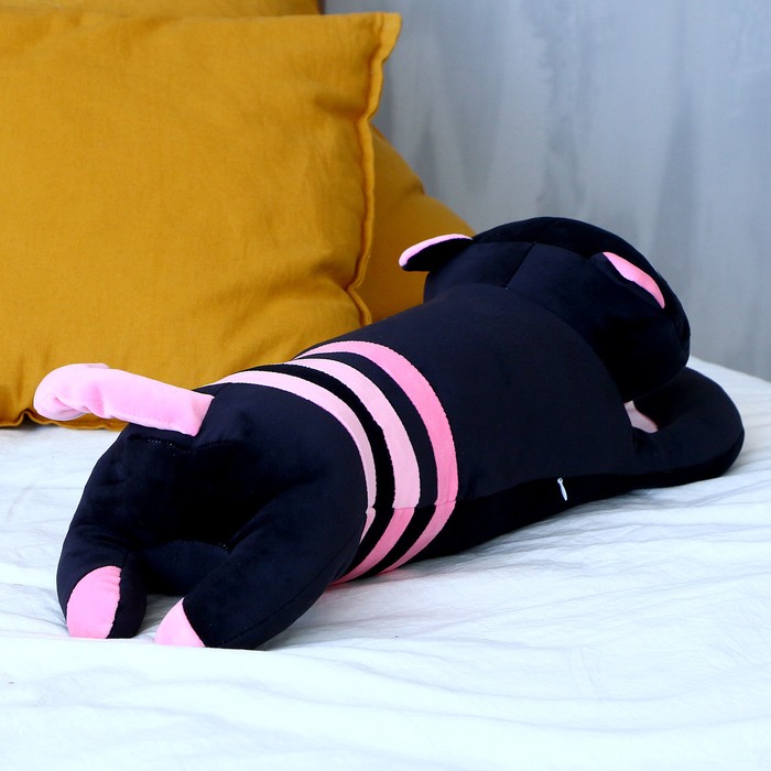фото Мягкая игрушка-подушка «кот», 70 см, цвет чёрно-розовый