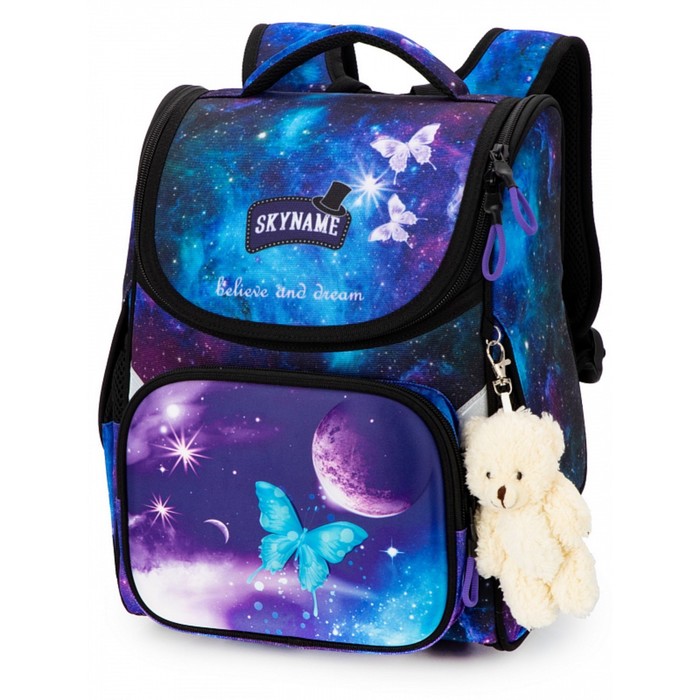 Ранец школьный Стандарт, 36 х 26 х 14 см, SkyName 2000 + брелок мишка 2095 9570978