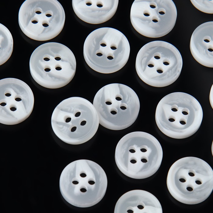 

Пуговица, 4 прокола, d = 10 мм, цвет белый