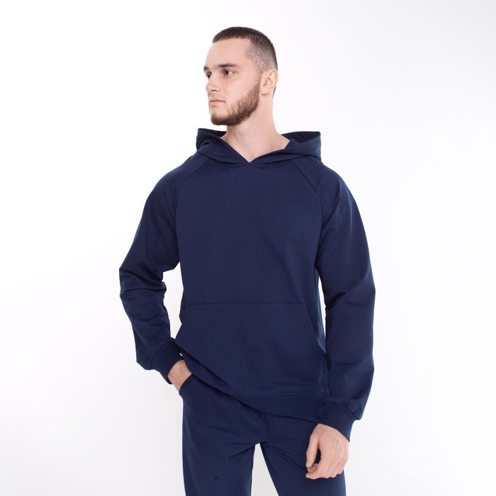 фото Толстовка мужская, цвет тёмно-синий, размер 56