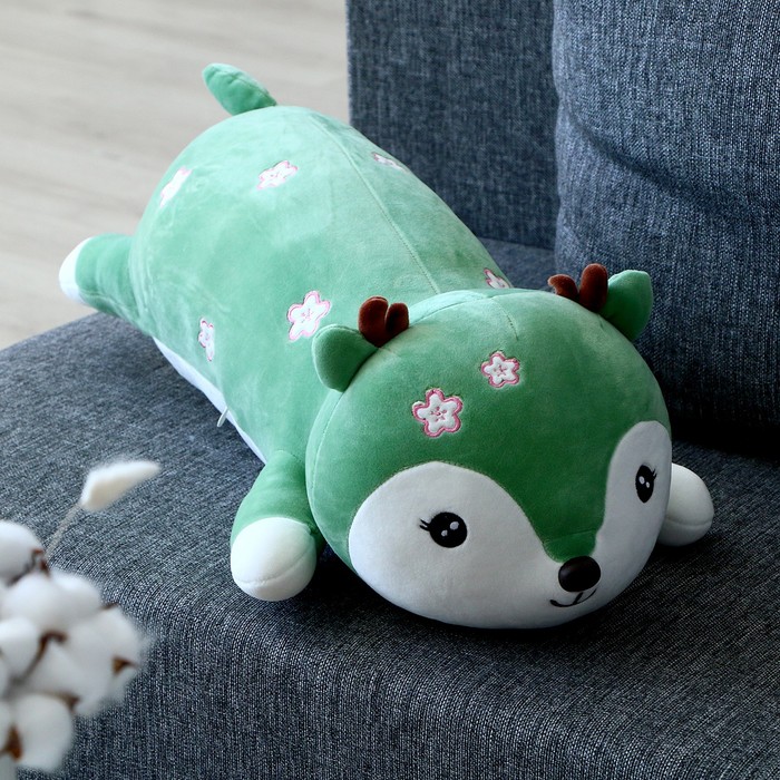 цена Мягкая игрушка-подушка «Оленёнок», 60 см, цвет зелёный