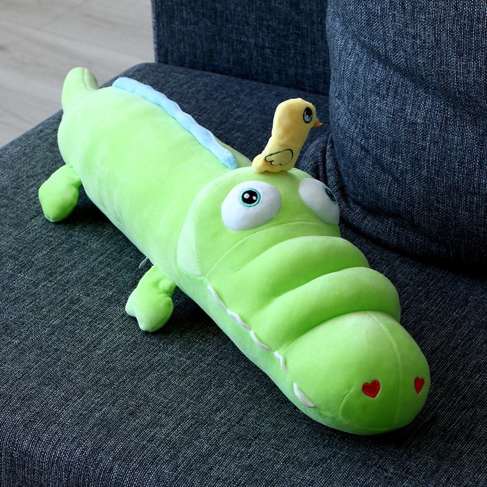 Мягкая игрушка-подушка «Крокодил с уточкой», 65 см, цвет зелёный no name мягкая игрушка крокодил цвет зелёный