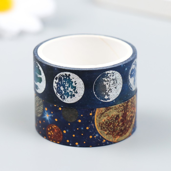 Клейкая лента бумага "Космос 2" набор 2 шт ширина 1,5 см намотка 2,5 м 9468670