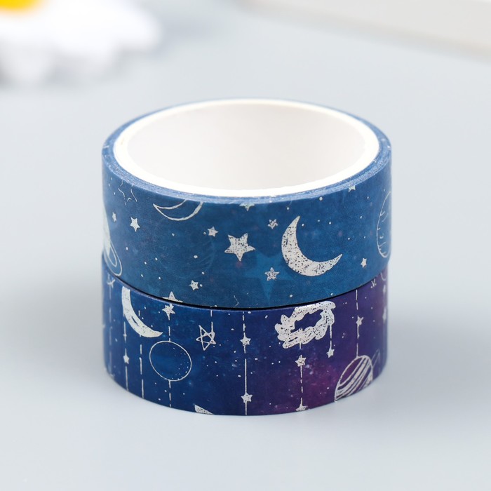 Клейкая лента бумага "Космос 3" набор 2 шт ширина 1,5 см намотка 2,5 м 9468671