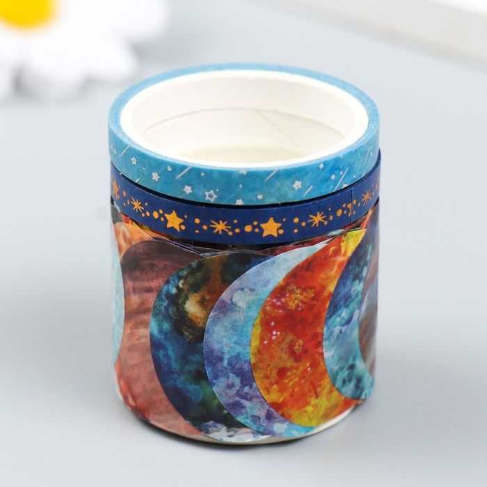 Клейкая лента бумага "Космос 4" набор 3 шт ширина 0,5; 2,9 см намотка 2,5 м 9468672