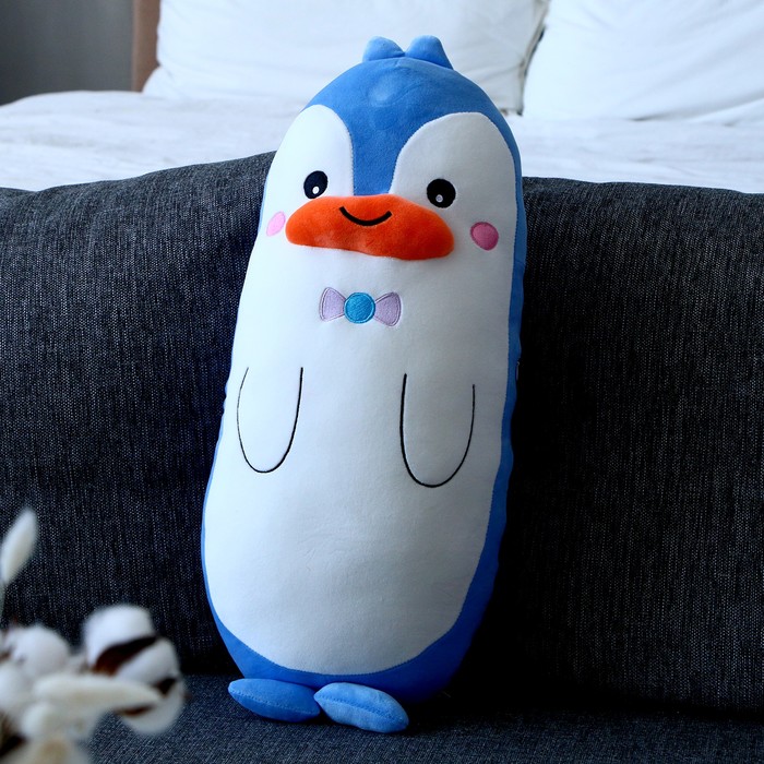 Мягкая игрушка-подушка «Пингвин с бантиком», 50 см, цвет бело-голубой мягкая игрушка подушка панда 50 см цвет бело чёрный