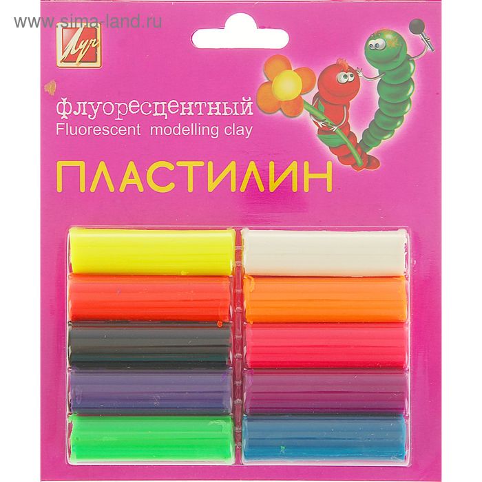 

Пластилин 10 цветов 132 г «Флуоресцентный»