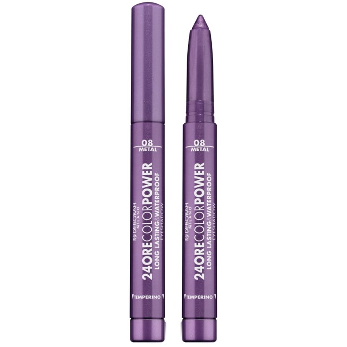 Тени карандаш стойкие Deborah 24 Ore Color Power, тон 08 глубокий фиолетовый, 1.4 г deborah milano тени 24 ore color power eyeshadow карандаш стойкие тон 08 глубокий фиолетовый 1 4г