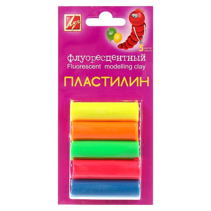 Пластилин 5 цветов 66 г &quot;Флуоресцентный&quot;