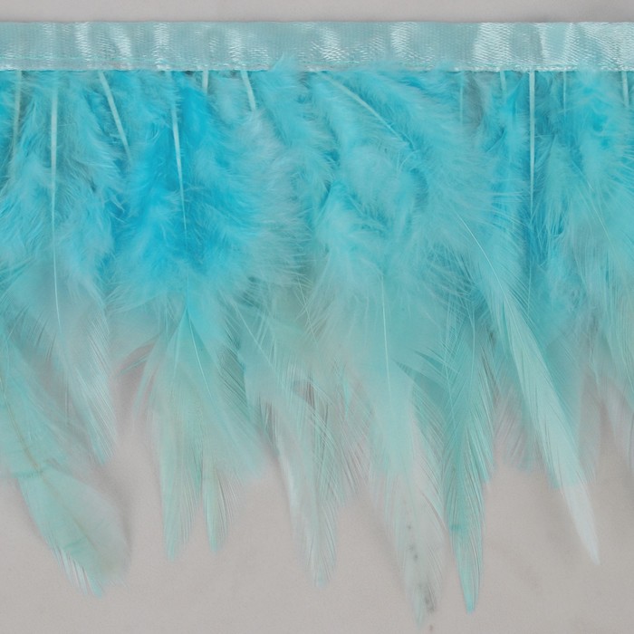 Тесьма с перьями петуха, 10-15 см, 5 ± 0,5 м, цвет голубой