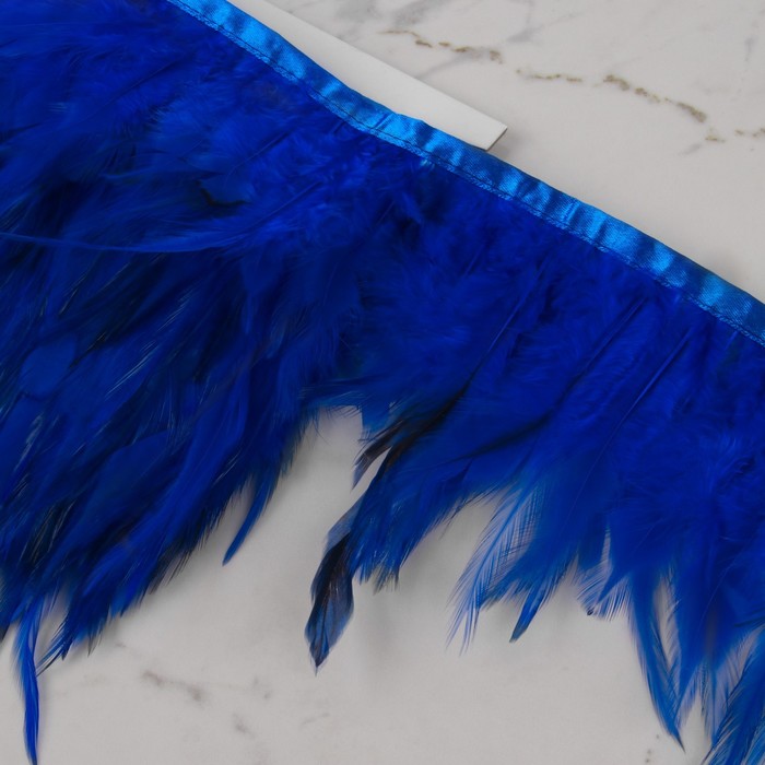 Тесьма с перьями петуха, 10-15 см, 5 ± 0,5 м, цвет синий