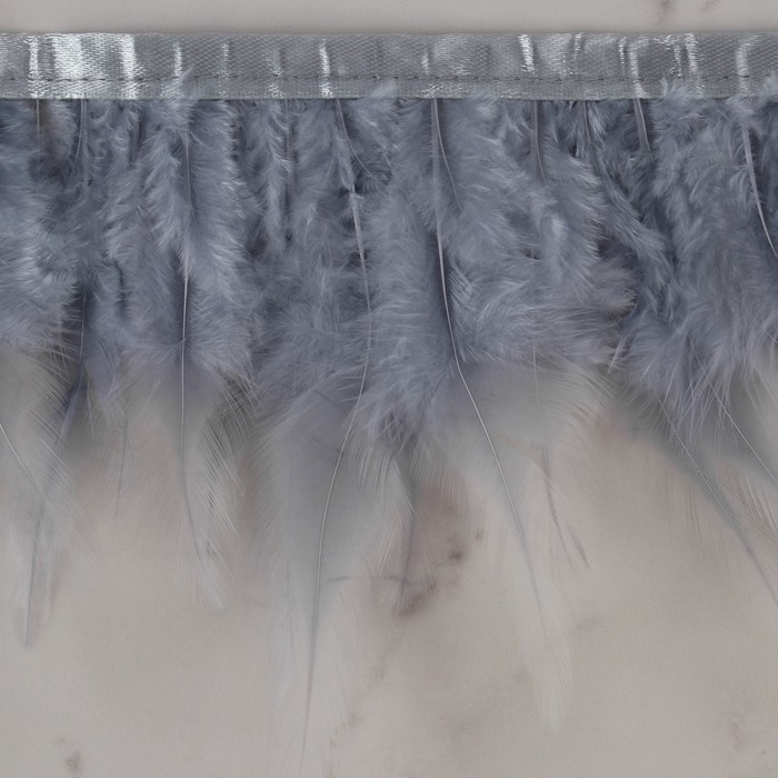 Тесьма с перьями петуха, 10-15 см, 5 ± 0,5 м, цвет серый