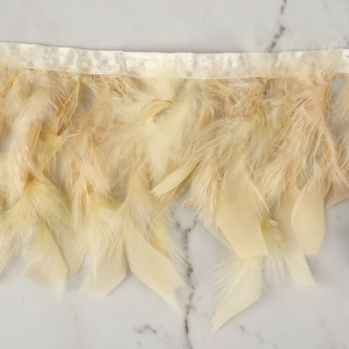 Тесьма с перьями индюка, 13-17 см, 5 ± 0,5 м, цвет сливочный