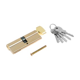Цилиндровый механизм, 90 мм, с вертушкой, английский ключ, 5 ключей, цвет золото