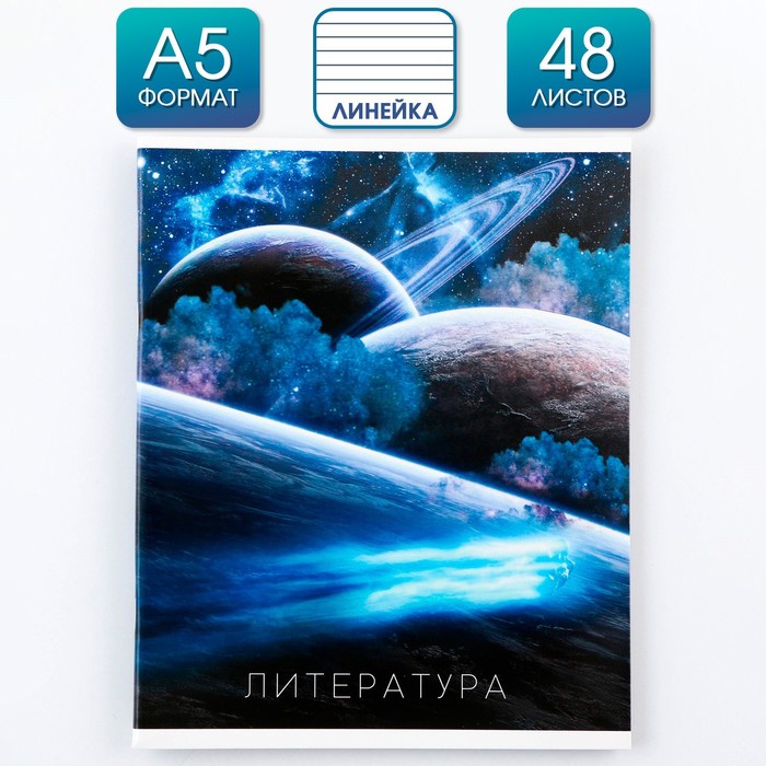 Предметная тетрадь, 48 листов КОСМОС, блок №2, со справ. мат. "Литература"