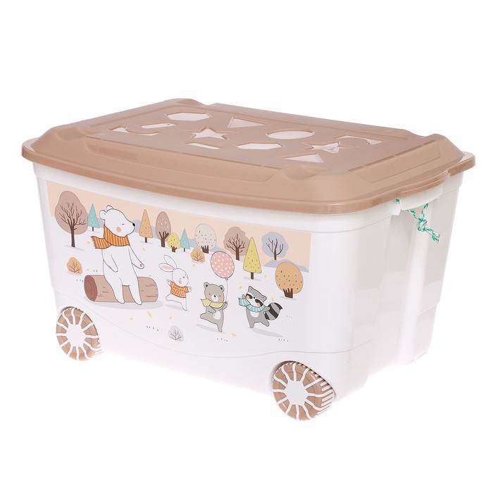 Ящик для игрушек «Зверушки на опушке», на колёсах, с декором, 580 × 390 × 335 мм ящик для игрушек 45 л на колесах с декором зверушки на опушке контейнер детский для хранения игрушек