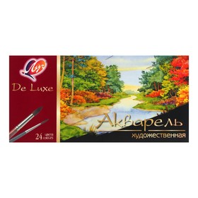 Акварель «Луч» De Luxe, 24 цвета, без кисти от Сима-ленд