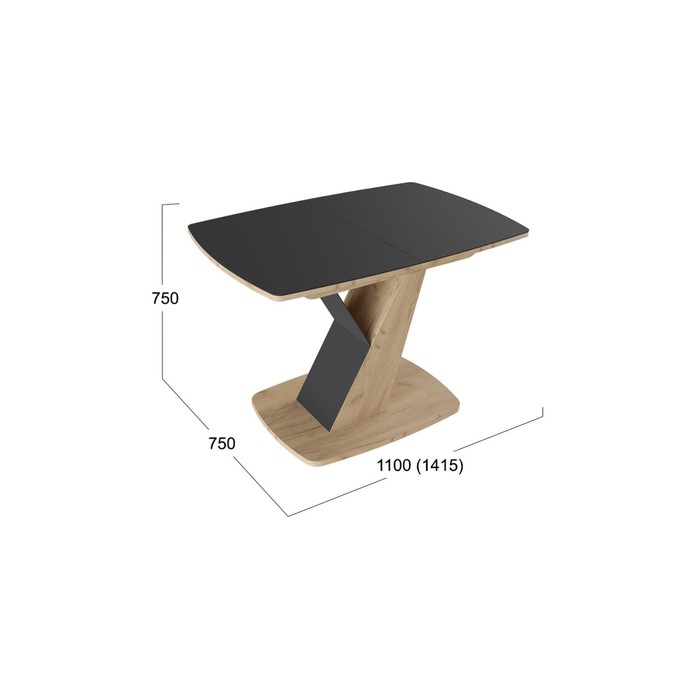 фото Стол обеденный гарда-1 раскладной 1100/1415х750х750 дуб крафт золотой/черный трия