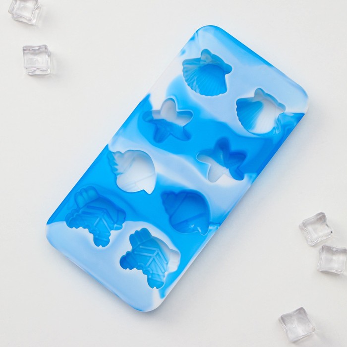 фото Форма для льда и кондитерских изделий «ракушки», 20,1×10 см, h=2 см, ячейка 4 см, цвет синий хорс