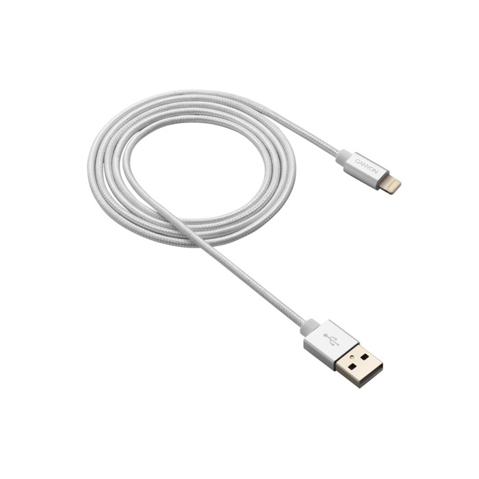 Кабель Canyon MFI-3, Lighting - USB, 2.4А, чип MFI, сертифицирован Apple,1м, плоский т/серый