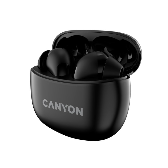 Наушники Canyon TWS-5, вакуумные, микрофон, сенсор, BT 5.3, 40/500 мАч,  IP33, черные