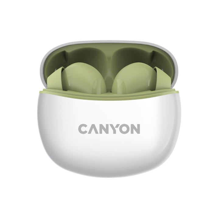 

Наушники Canyon TWS-5, вакуумные, микрофон, сенсор, BT 5.3, 40/500 мАч, IP33, зеленые