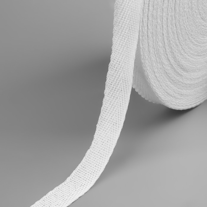 Лента киперная, 15 мм, 50 ± 1 м, цвет отбеленный белый