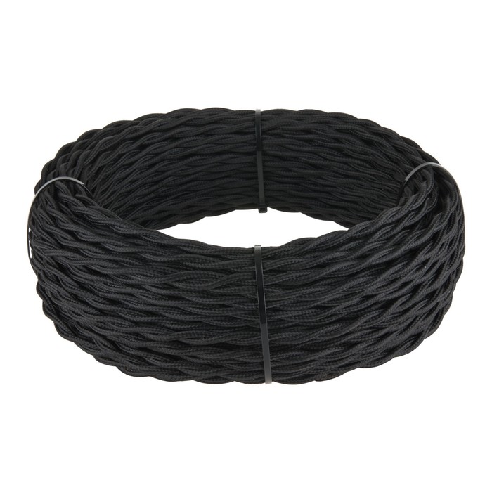 Ретро кабель витой W6452308, 20 м, 2х2,5, цвет чёрный