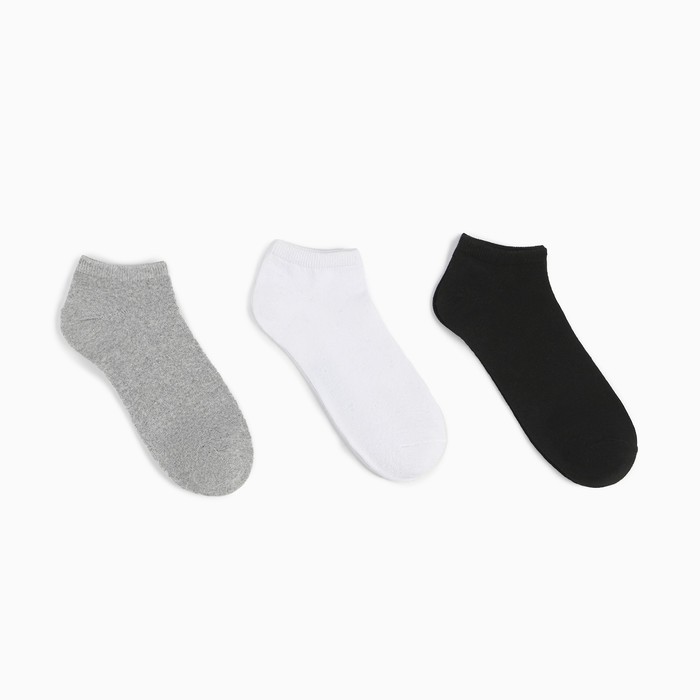 Набор женских носков (3 пары), цвет серый/белый/чёрный, размер 36-38