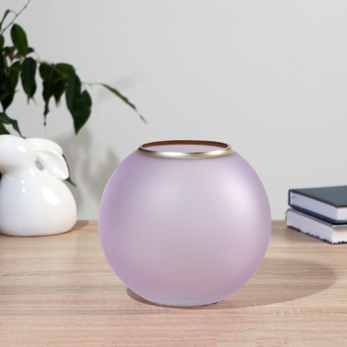 Ваза Фиолет с золотой полоской d=9,5см h=15.5х18см матовая ваза персик с золотой полоской d 10см h 20см