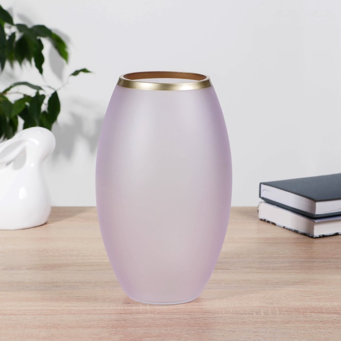 Ваза Фиолет с золотой полоской,матовая d=9см h=24х15см ваза персик с золотой полоской d 10см h 20см