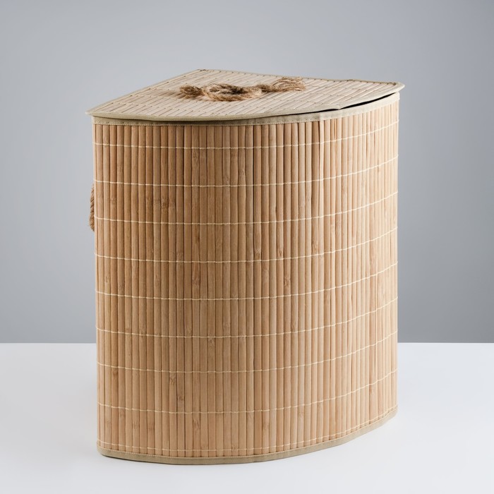 

Корзина для белья, с крышкой, 34х34х52 см, бамбук,джут
