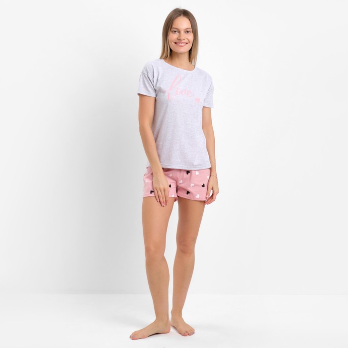 фото Комплект женский домашний (футболка/шорты), цвет серый, размер 44 дарья