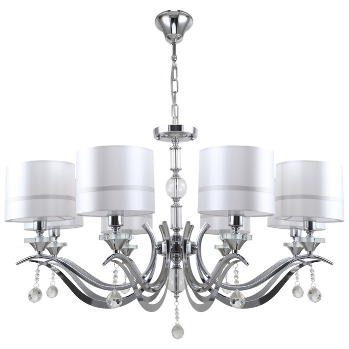 Люстра подвесная Flippe 8xE14 40Вт, размер 86x86x53-110 см, цвет хром