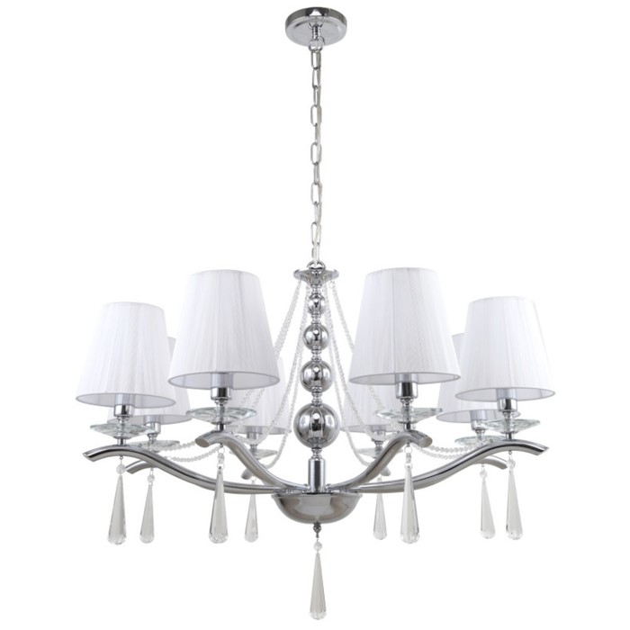 Люстра подвесная Nifty 8xE14 40Вт, размер 82x82x73-104 см, цвет хром