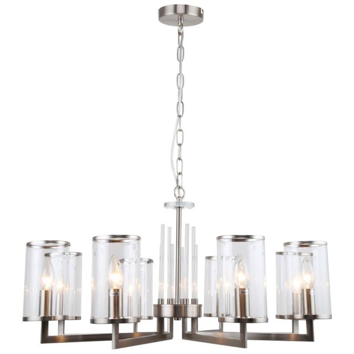 Люстра подвесная Vase 8xЕ14 40Вт, размер 75x75x50-85 см, цвет никель