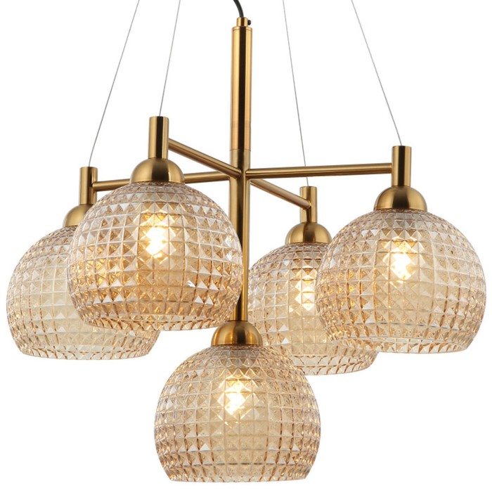 

Люстра подвесная Frency 5xE27 40Вт, размер 60x60x57,5-150 см, цвет бронза