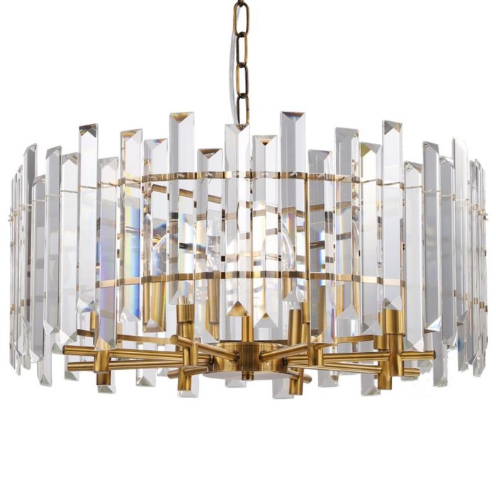 

Люстра подвесная хрустальная Feeriya 8xE14 40Вт, размер 60x60x42,5-97 см, цвет бронза