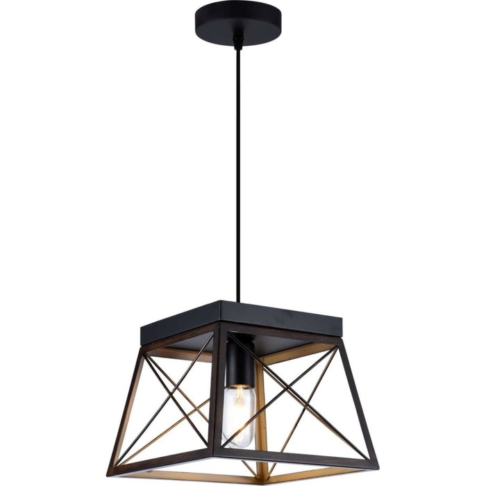 Светильник подвесной Kaizer 1xE27 40Вт, размер 25x25x25-122 см, цвет чёрный и коричневый