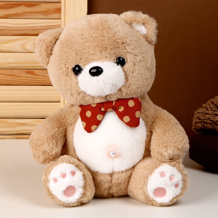 Мягкая игрушка «Медведь», с бантиком в горох, 26 см, цвет бежевый мягкая игрушка медведь с бантиком в горох 26 см цвет бежевый
