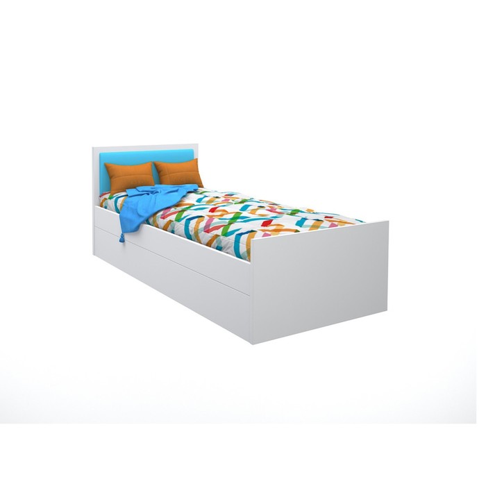 Подростковая кровать «Феникс», 80х160 см, с мягким изголовьем голубого цвета