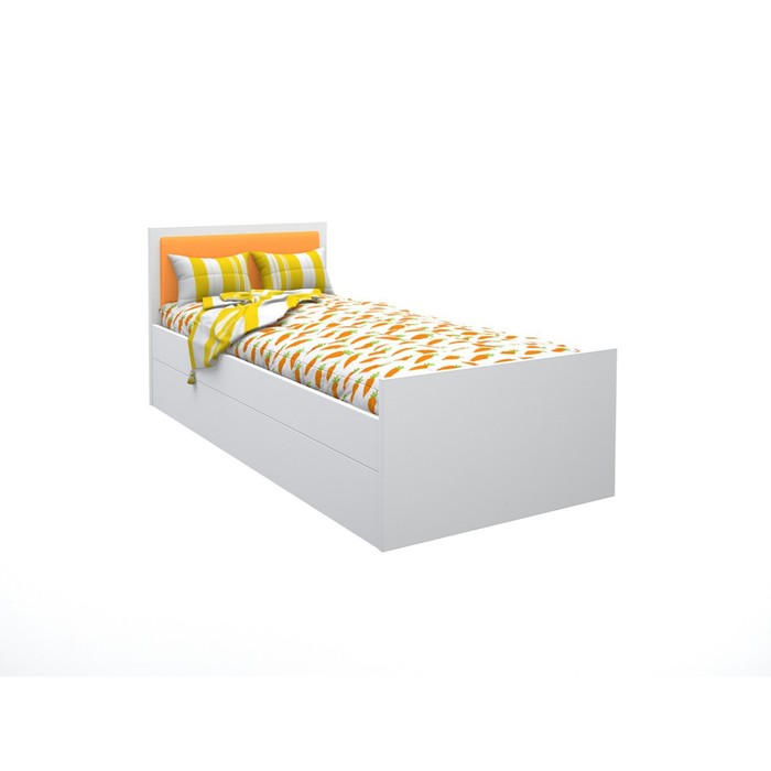 Подростковая кровать «Феникс», 80х160 см, с мягким изголовьем оранжевого цвета
